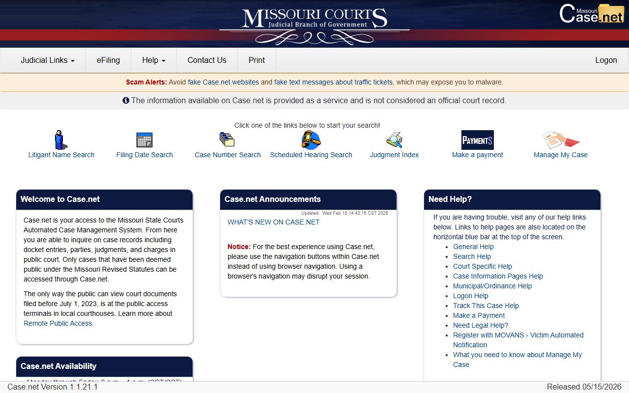 Bates County court records after arrest Case.net search